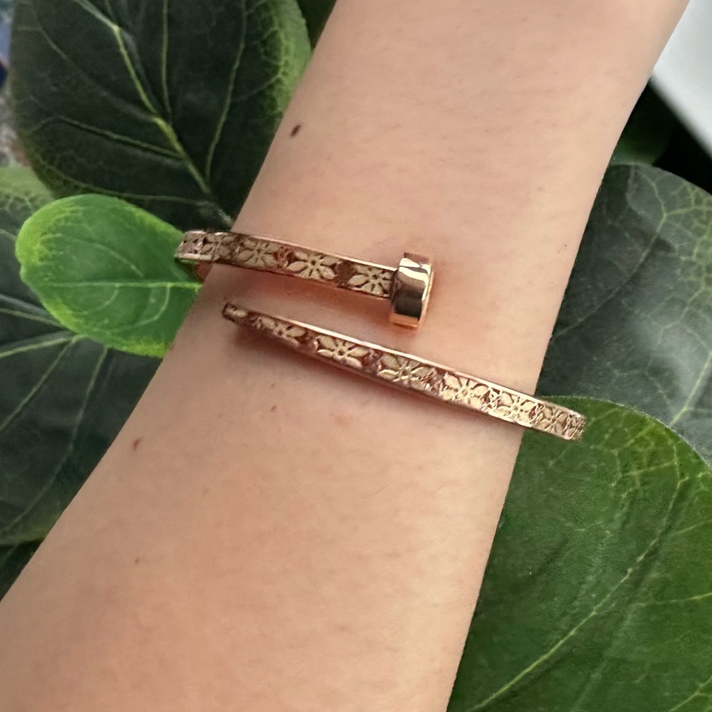 14k REAL Rose Gold Nail Bracelet